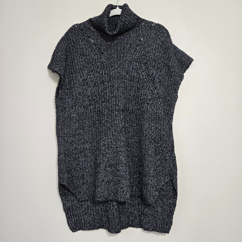 French Connection Womens Navy Knit Short Sleeve Turtleneck Sweater Tunic size S